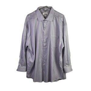 Joseph Abboud Men's 18.5-33 Purple Checkered Long Sleeve Button Down Dress Shirt